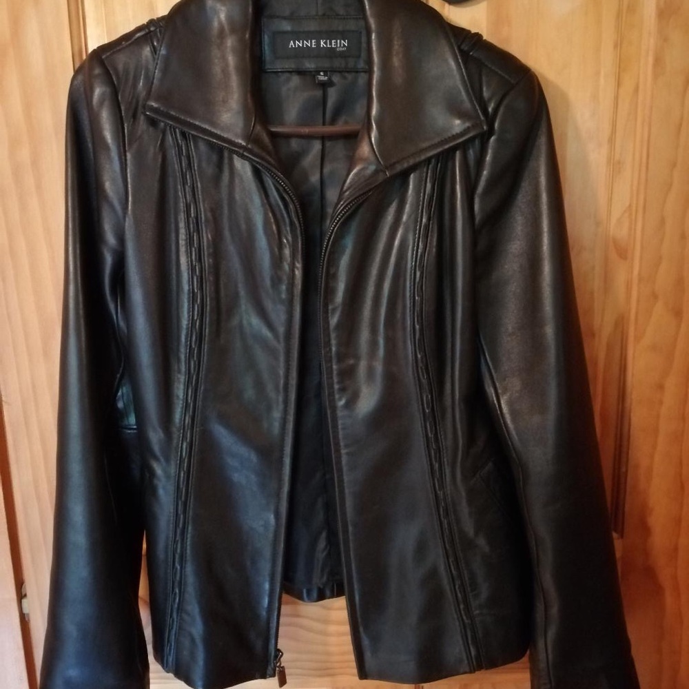 Anne Klein leather jacket.  Size small, black